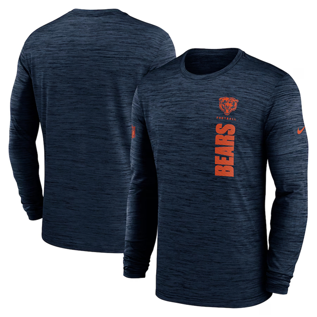 Men's Chicago Bears Navy 2024 Sideline Team Velocity Performance Long Sleeve T-Shirt